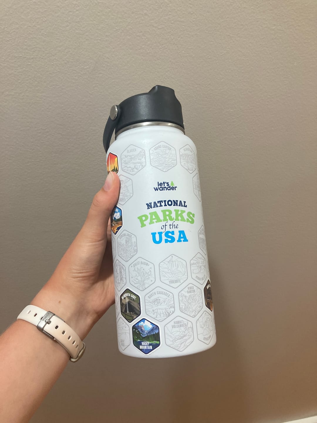 Customer photo review of Lets Wander™ National Parks Water Bottle + Stickers