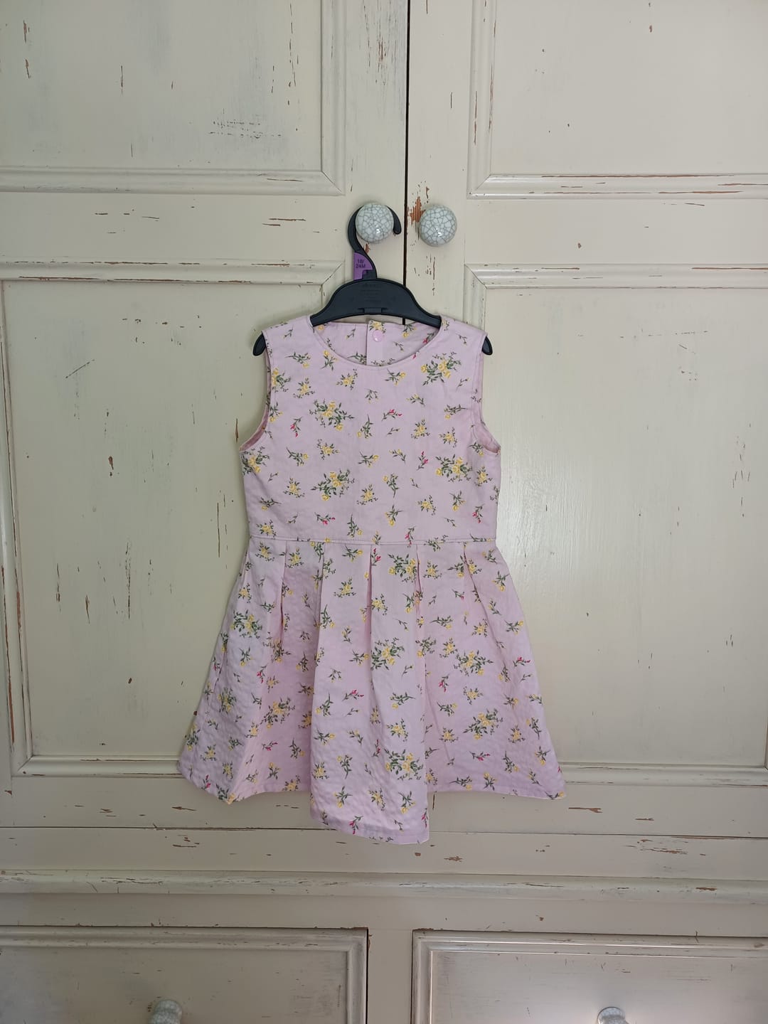 Customer photo review of Yellow and Pink Ditsy Flowers on Pink Seersucker Fabric