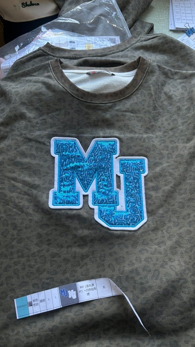 Customer photo review of Custom Sequin Letters Sweatshirt – Personalized Glitter Numbers, Sports Fan Gift | Gifts for Sports Mom