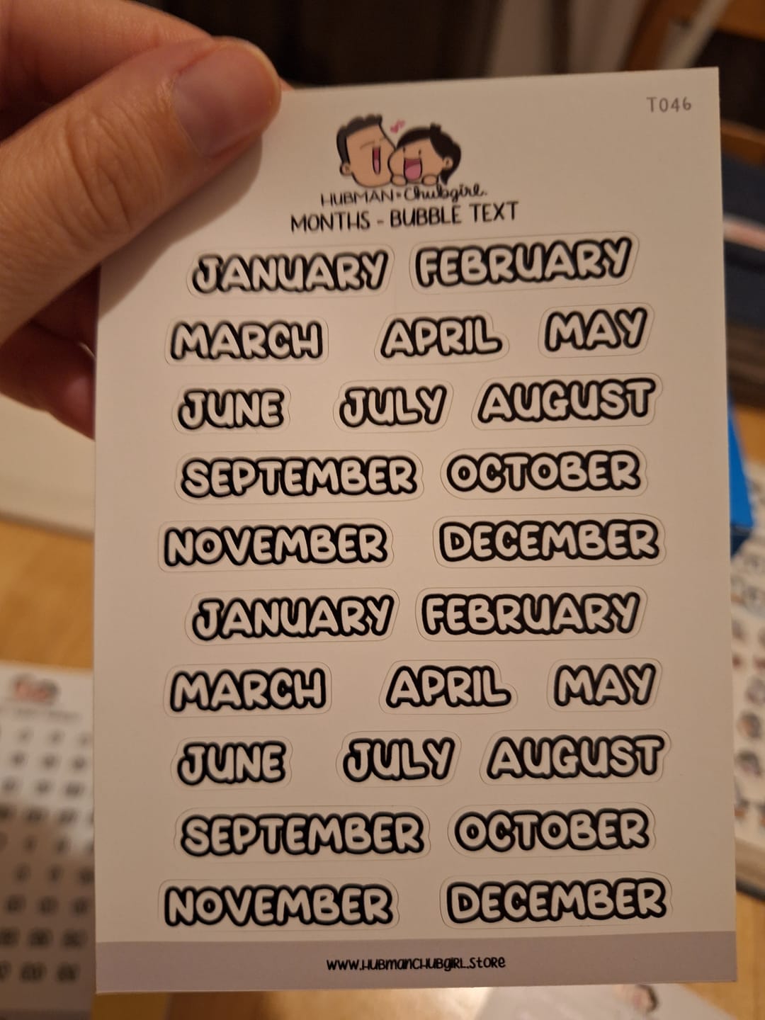 Customer photo review of Months (S) - Text Planner Stickers (Bubble Font)