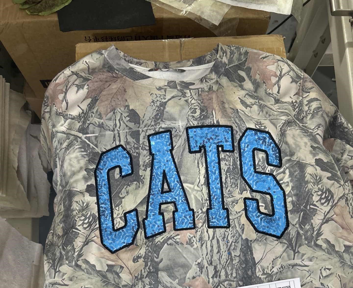 Customer photo review of Custom Sequin Name or Team Sweatshirt – Personalized Glitter Letters, Vintage Wash Style | Gifts for Sports Mom