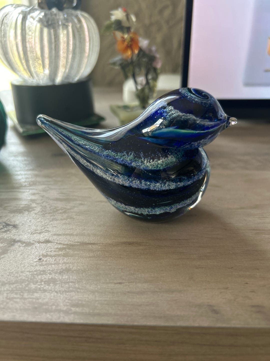 Customer photo review of Colorful Glass Birds with Cremation Ash