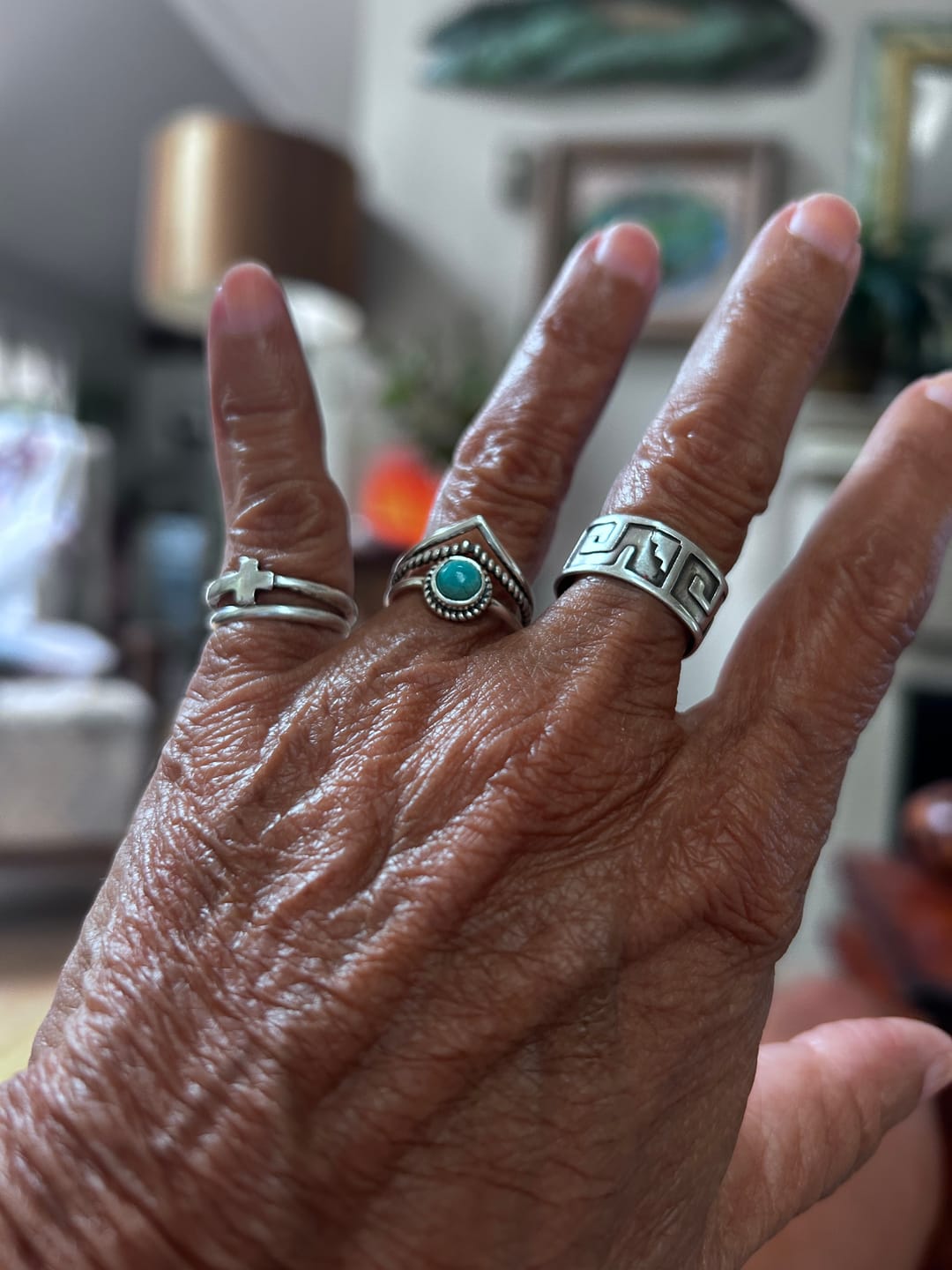 Customer photo review of Chevron Turquoise Stone Ring Sterling Silver