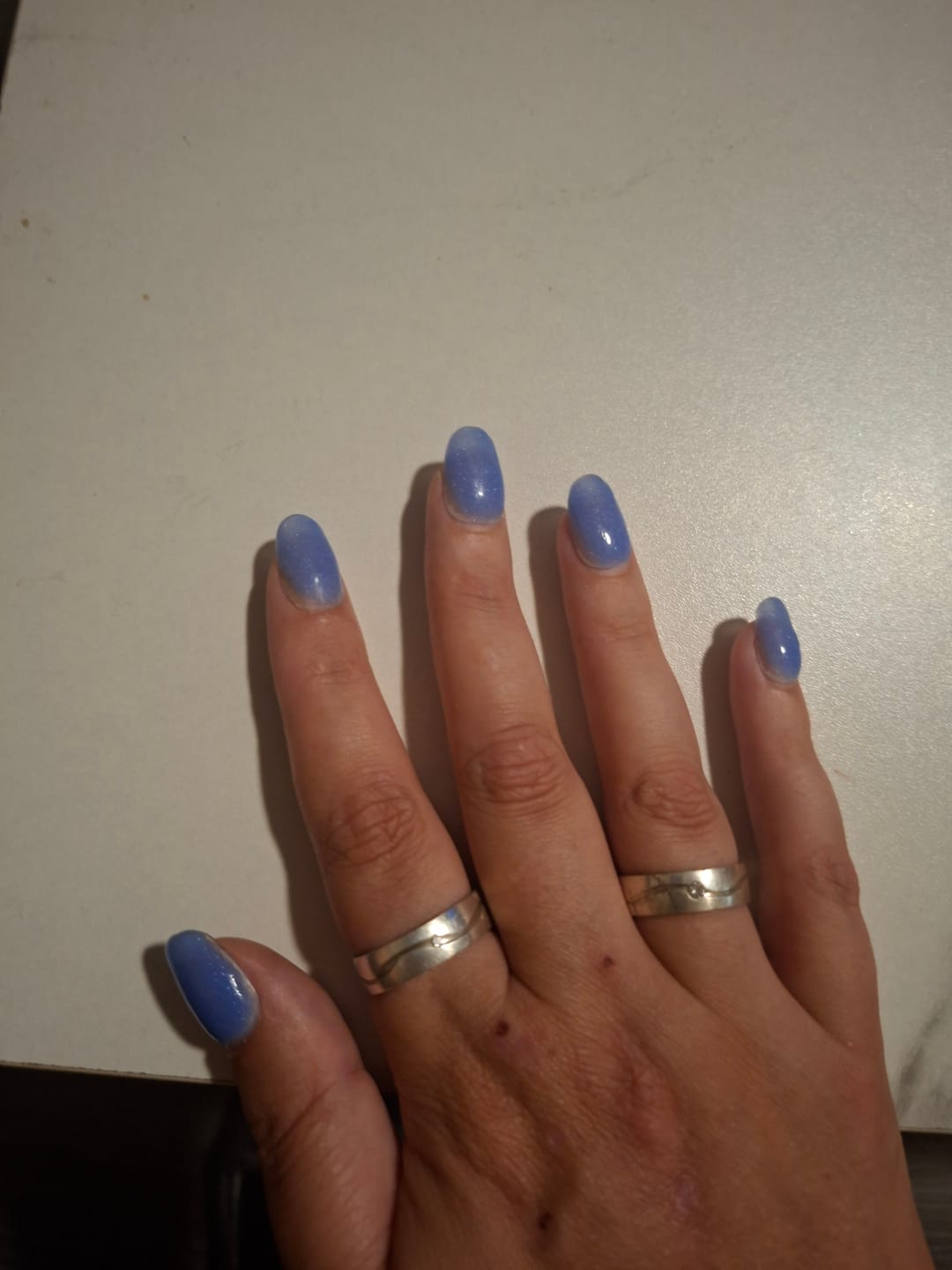 Customer photo review of Haze Blue Dipping Powder