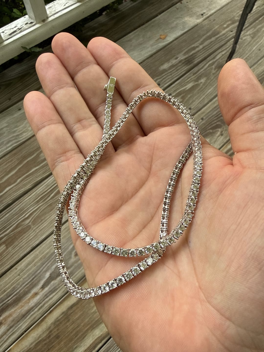 Customer photo review of 3mm Moissanite Tennis Chain - Silver - D Color - VVS1