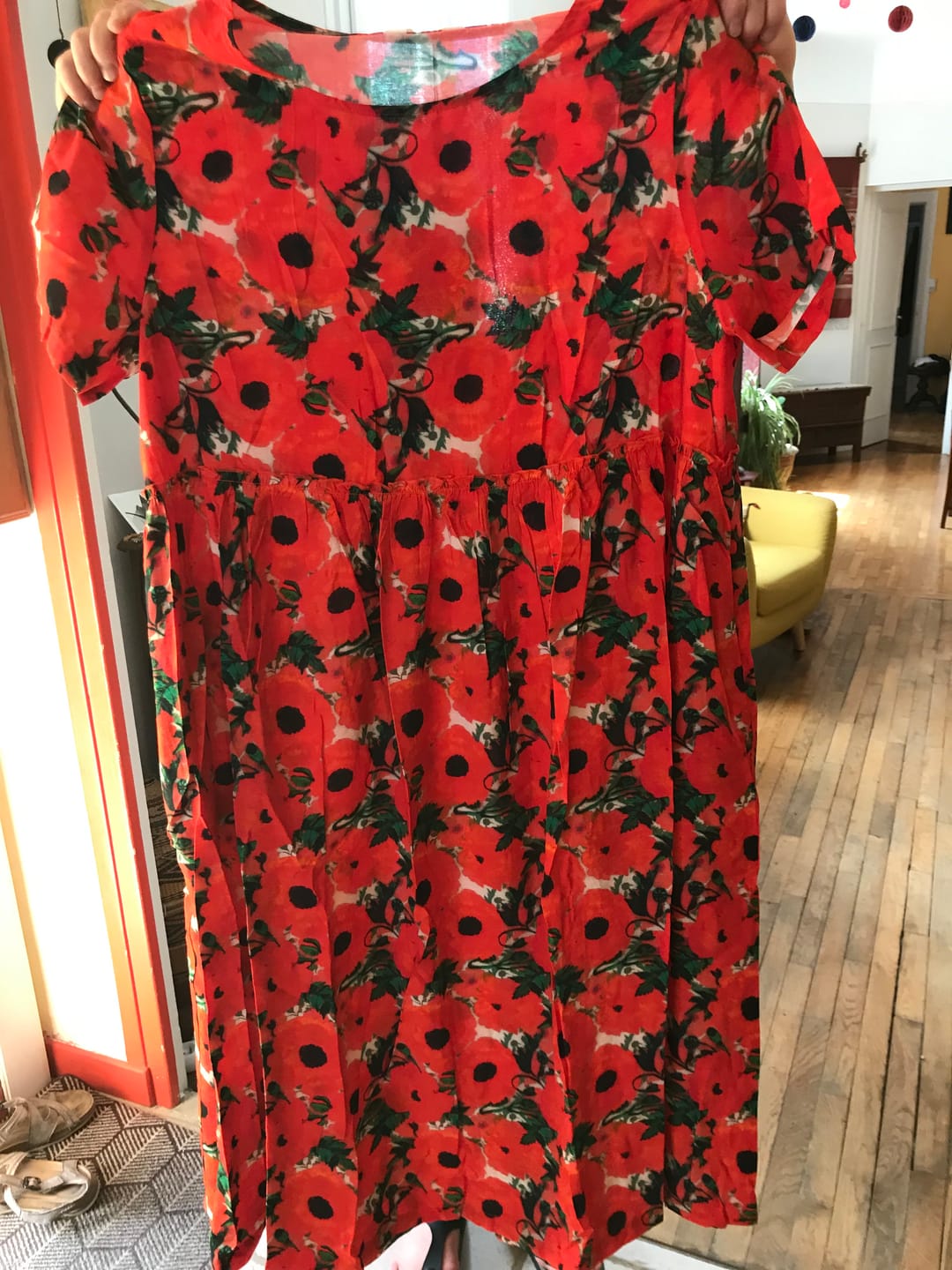 Customer photo review of Plus Size - Floral Print Cotton Viscose Loose A-Line Dress