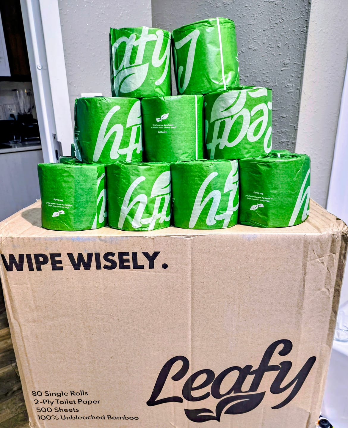 Customer photo review of Leafy EarthLuxe Bamboo Reserve - 80 roll 2 ply