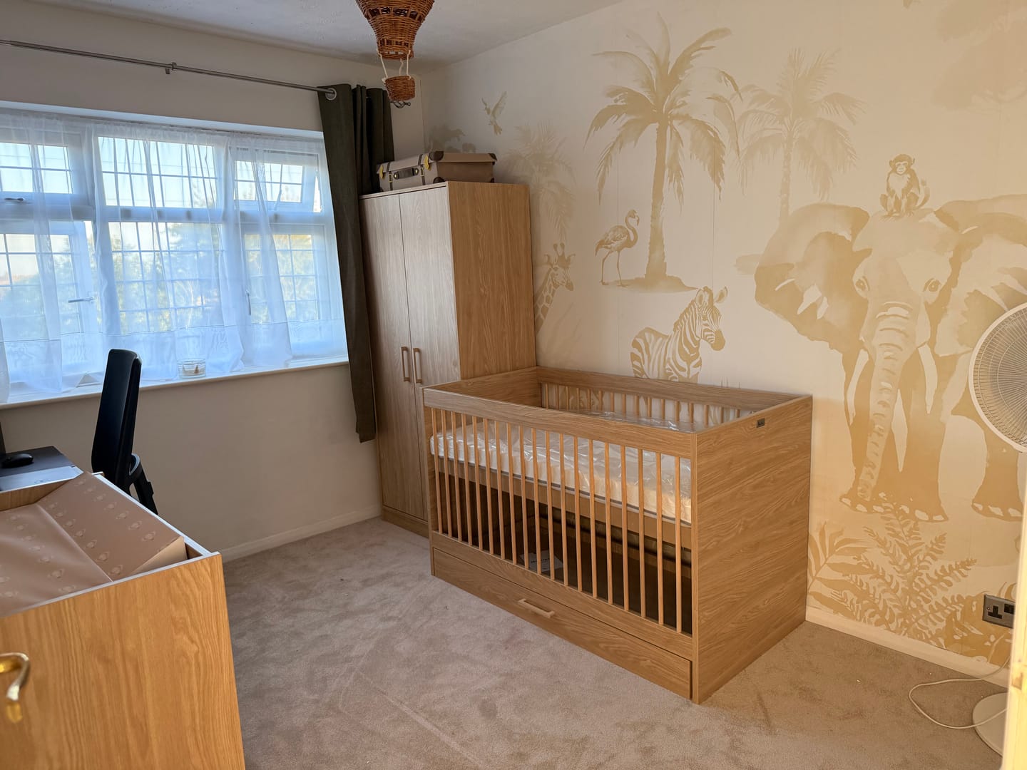 Customer photo review of Sango Ecru - Cream Watercolour Kids Jungle Safari Animal Wallpaper Mural