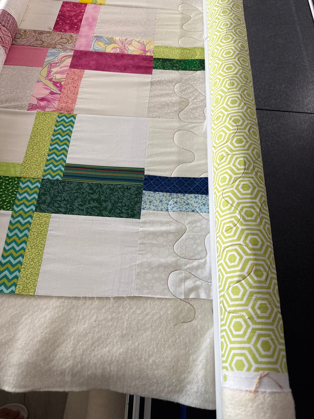 Customer photo review of CLEARANCE - $25 Whole 8 Yard Bolt Liquidation Camelot Emma & Mila Hexagon Print