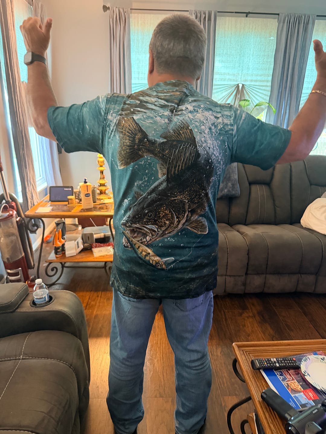Customer photo review of Pro Fishing Short Sleeve - Cold Teal Walleye - AOS69
