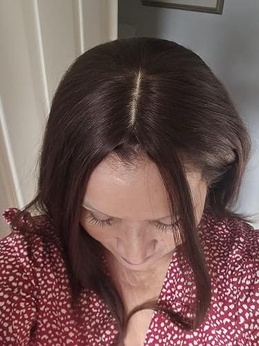 Customer photo review of Remy Hair Human Hair Topper For Women Mono Base Darkest Brown #2