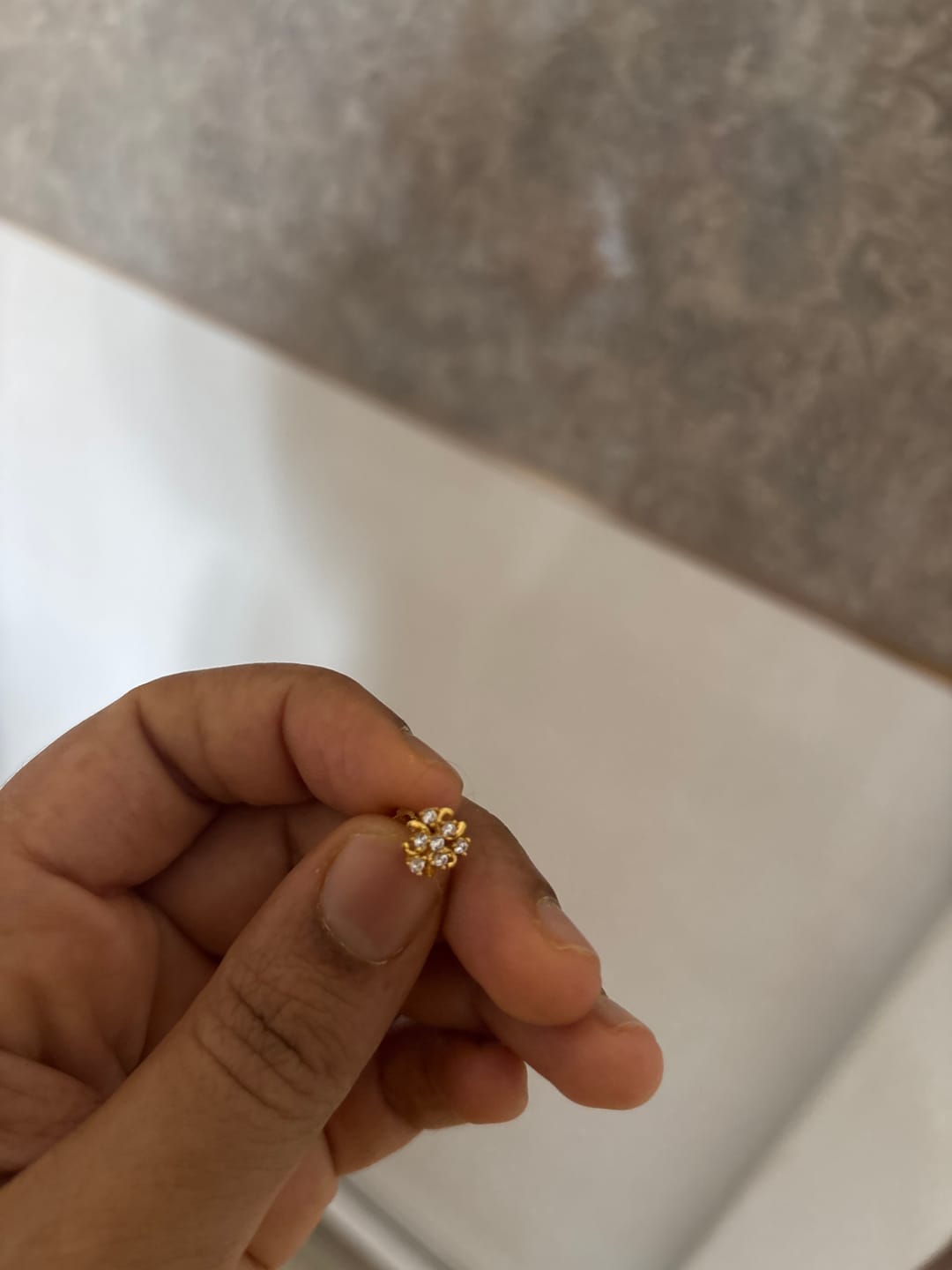 Customer photo review of Trinity Heart Screw Nose Pin