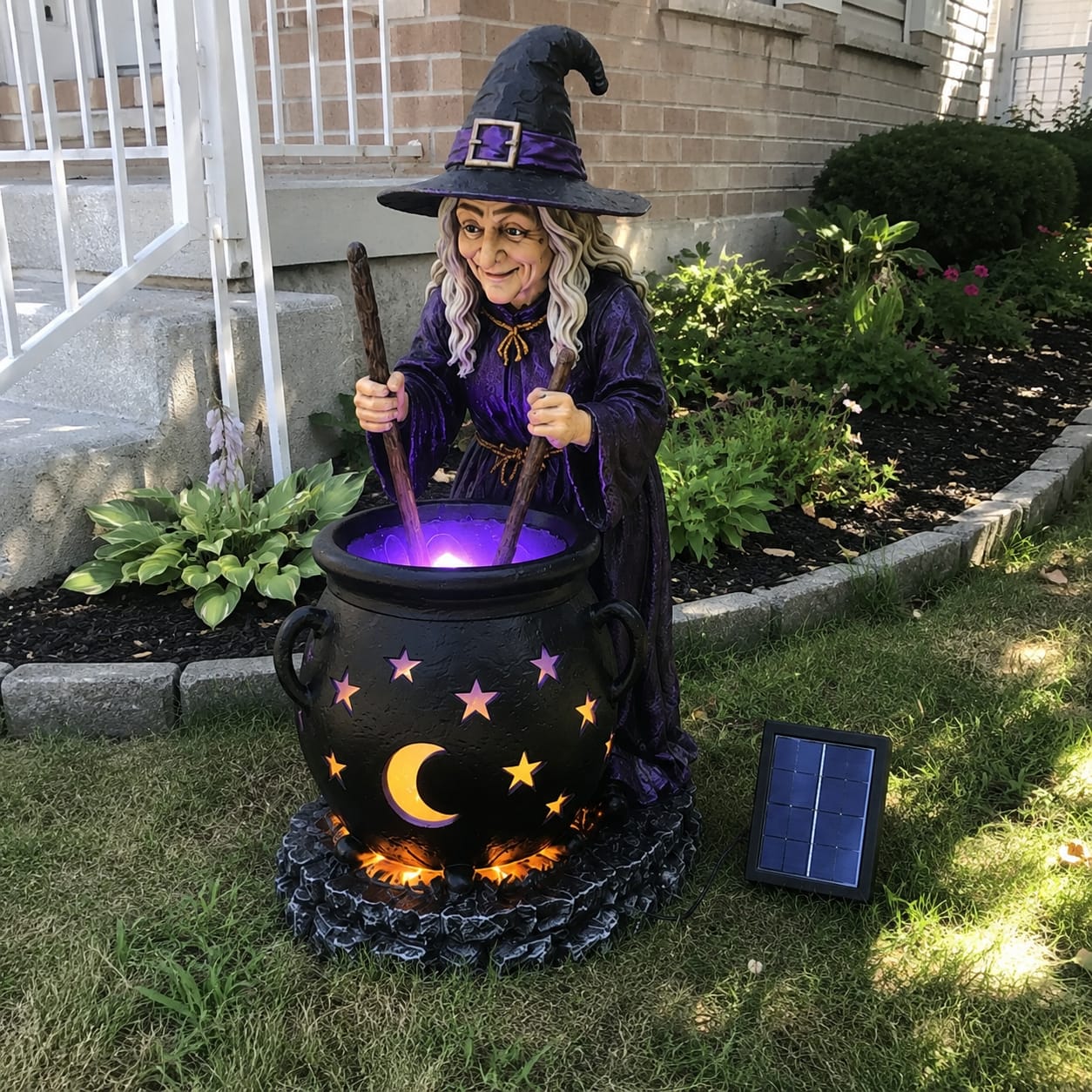 Customer photo review of 🪄Halloween Witch Glowing Cauldron Solar Light