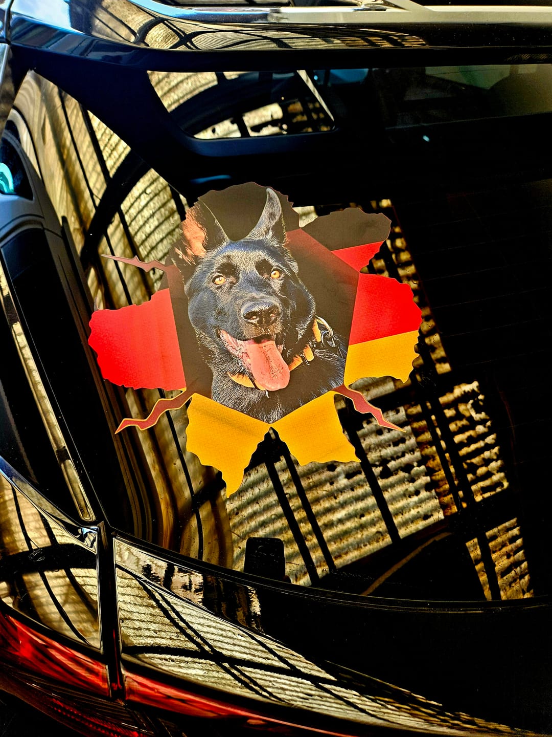 Customer photo review of Personalisierter Autoaufkleber - Spähendes Foto mit Hund