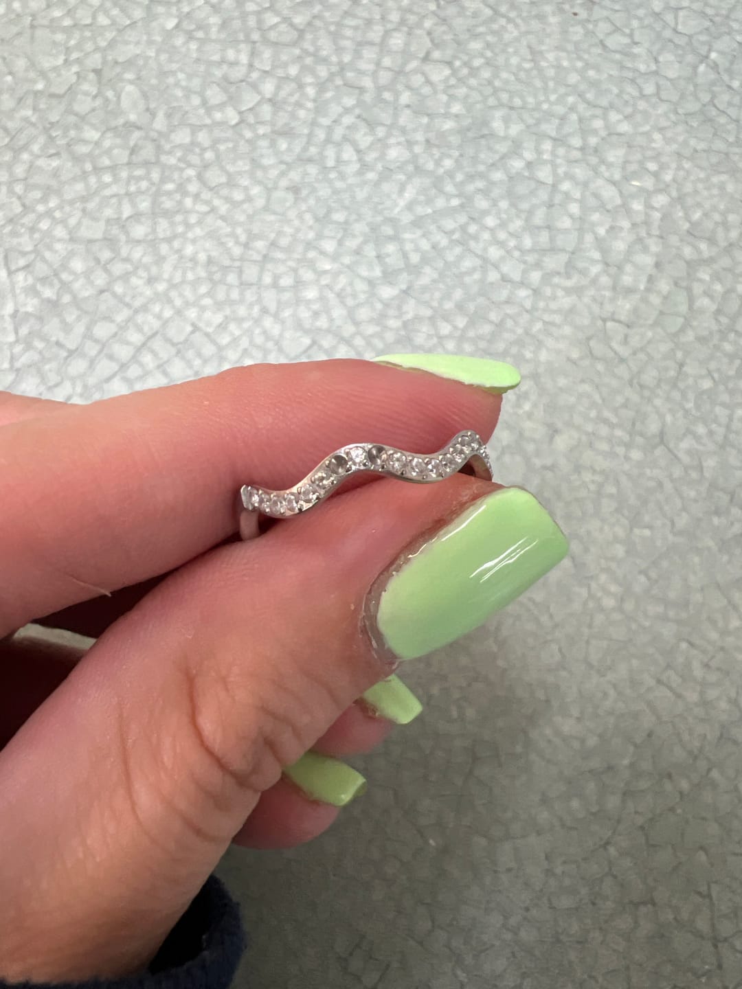 Customer photo review of Zenya Crystal & Silver Wave Ring