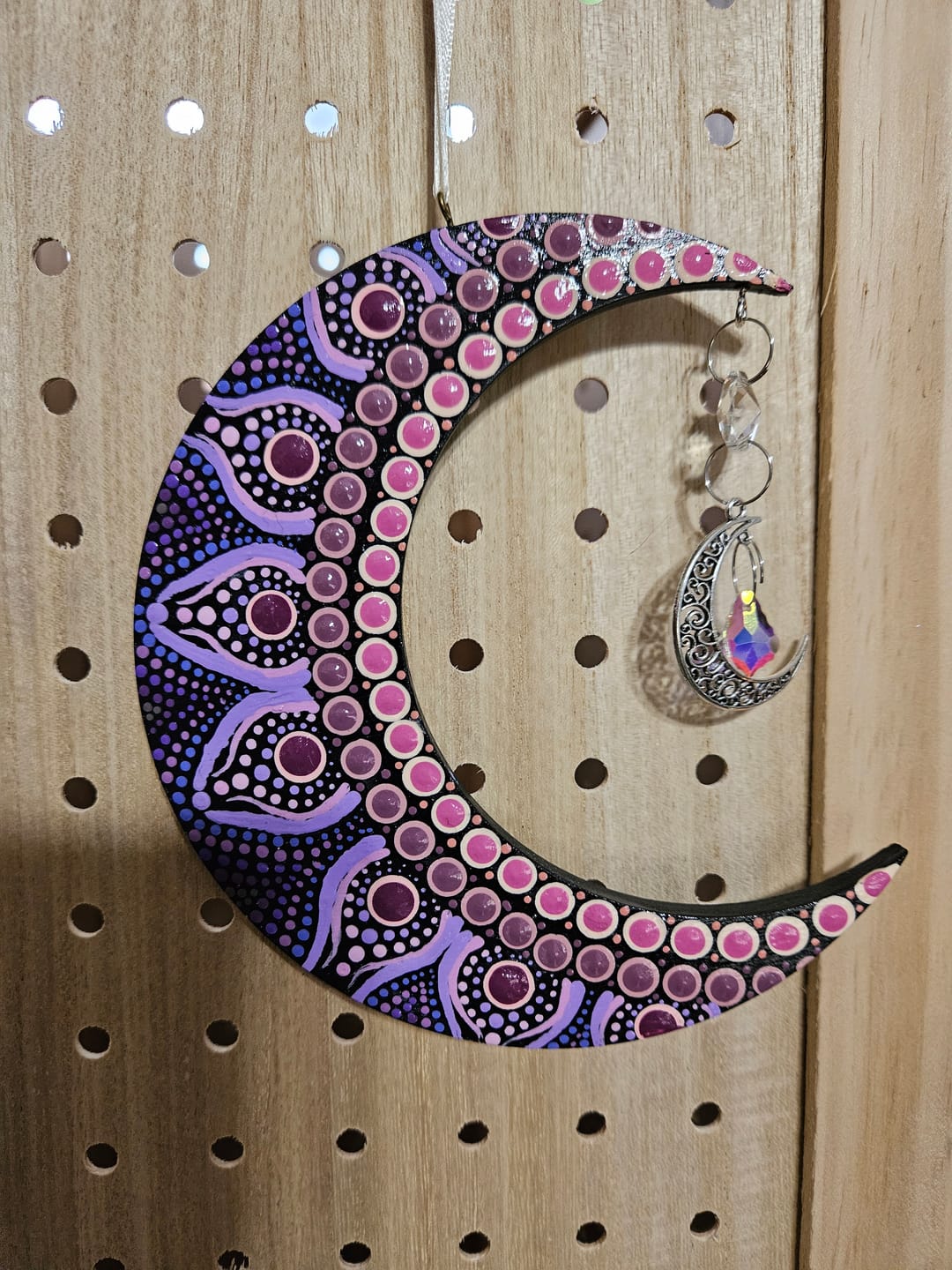 Customer photo review of Unfinished Wood Crescent Moon Shape | DIY Celestial Night Sky Craft Cutout | Up to 36"