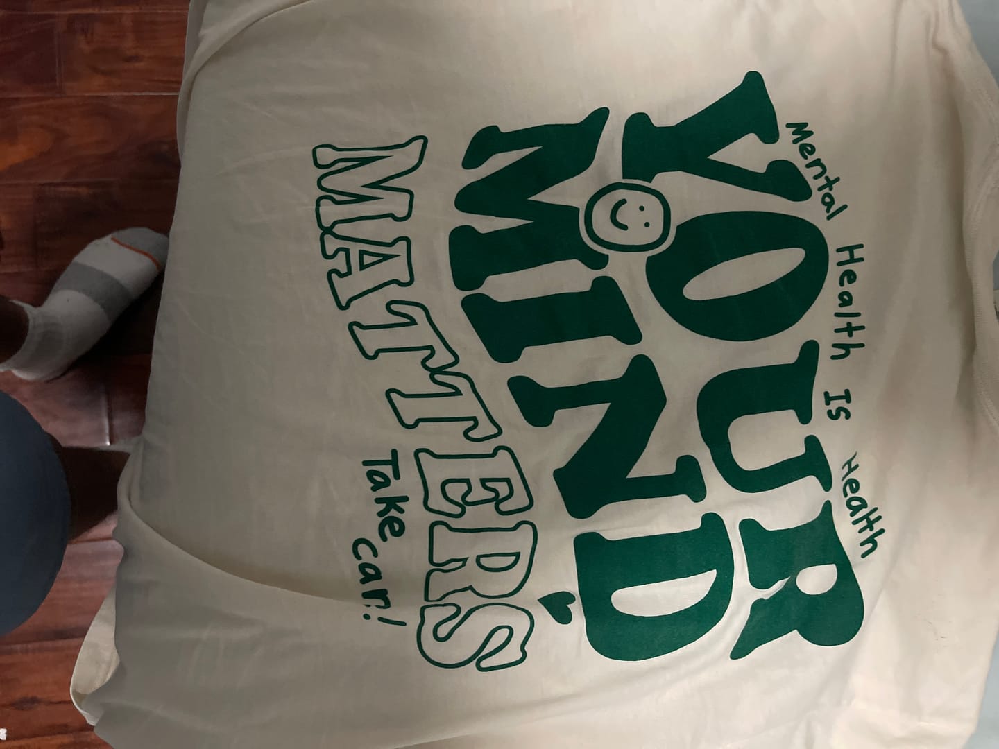 Customer photo review of Your Mind Matters T-Shirt - Cream