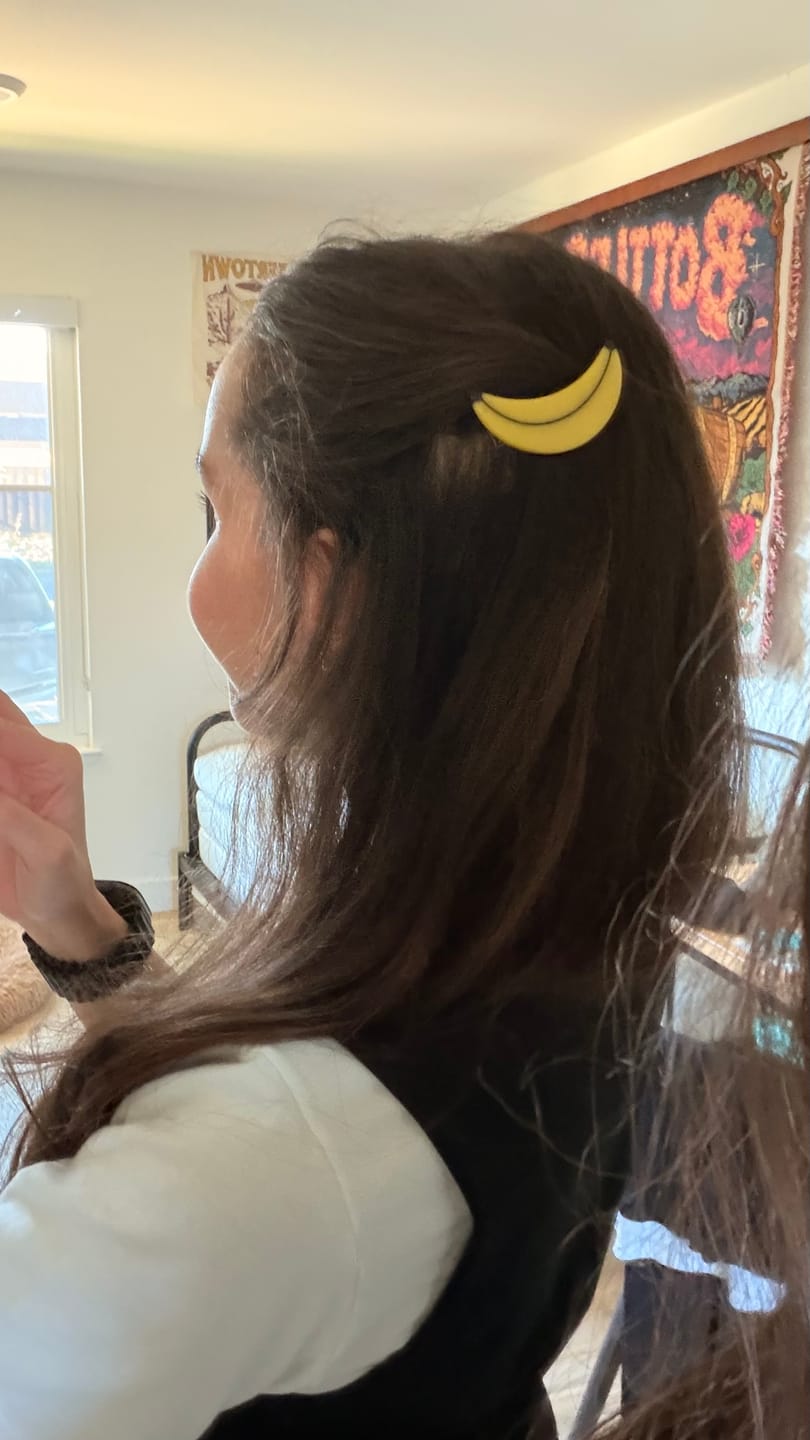 Customer photo review of Banana Alligator Hair Clip Set