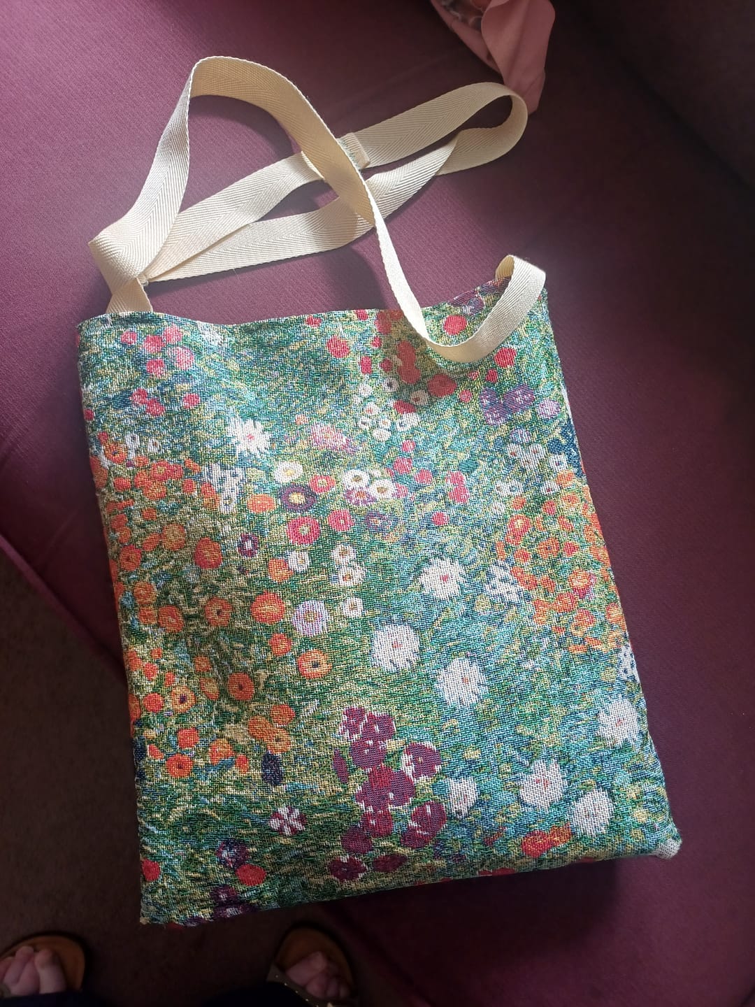 Customer photo review of Monet Flower Garden Tapestry Fabric