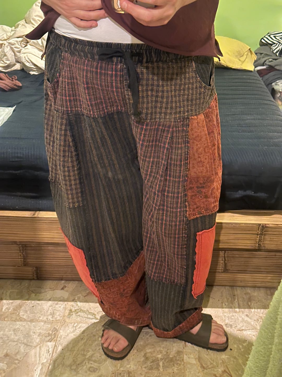 Customer photo review of Plus Size Women Vintage Patchwork Spring 100%Cotton Harem Pants