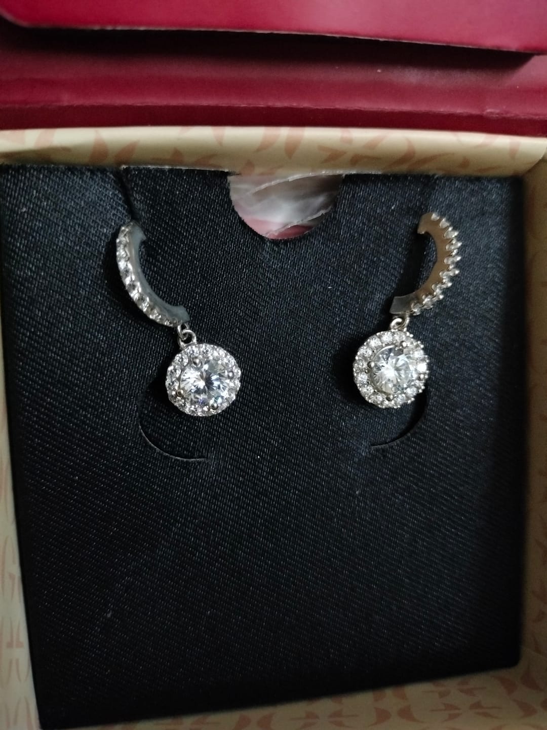 Customer photo review of Silver Zircon Drizzle Drop Earrings