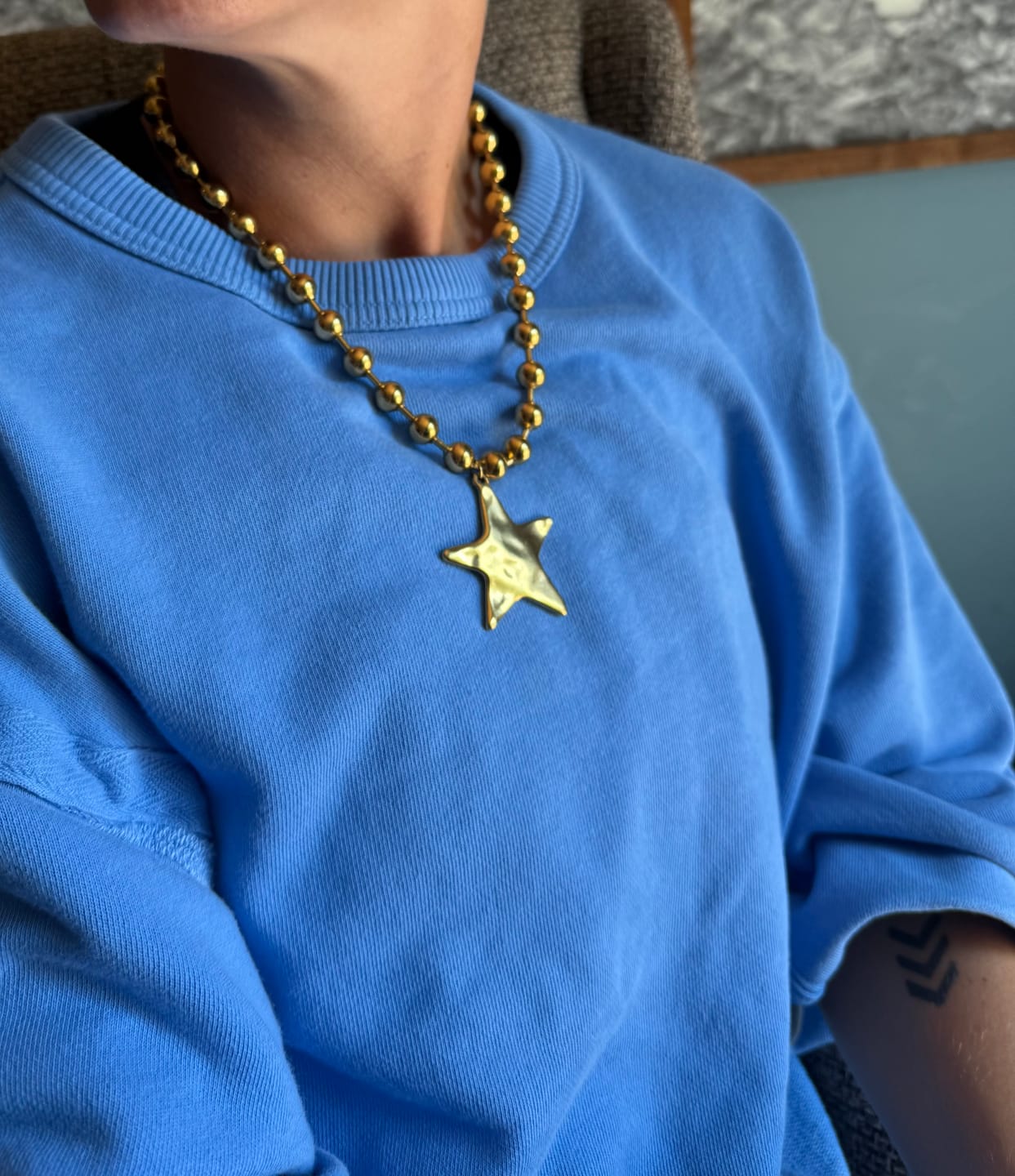 Customer photo review of Barb & Star Necklace || Gold On Gold