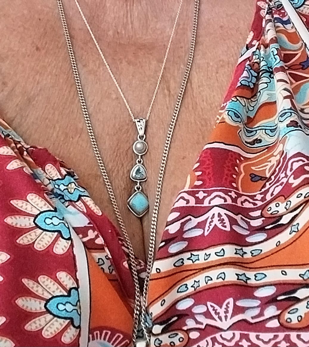 Customer photo review of Silver Larimar Necklace