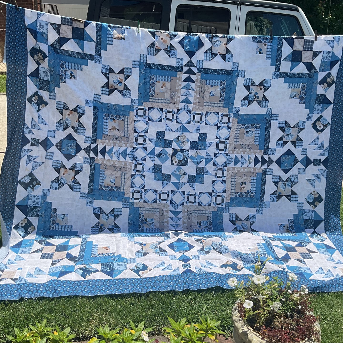 Customer photo review of Beginner Block Of The Month - Petal Path Sunshine Blooms (54.5" x 68")