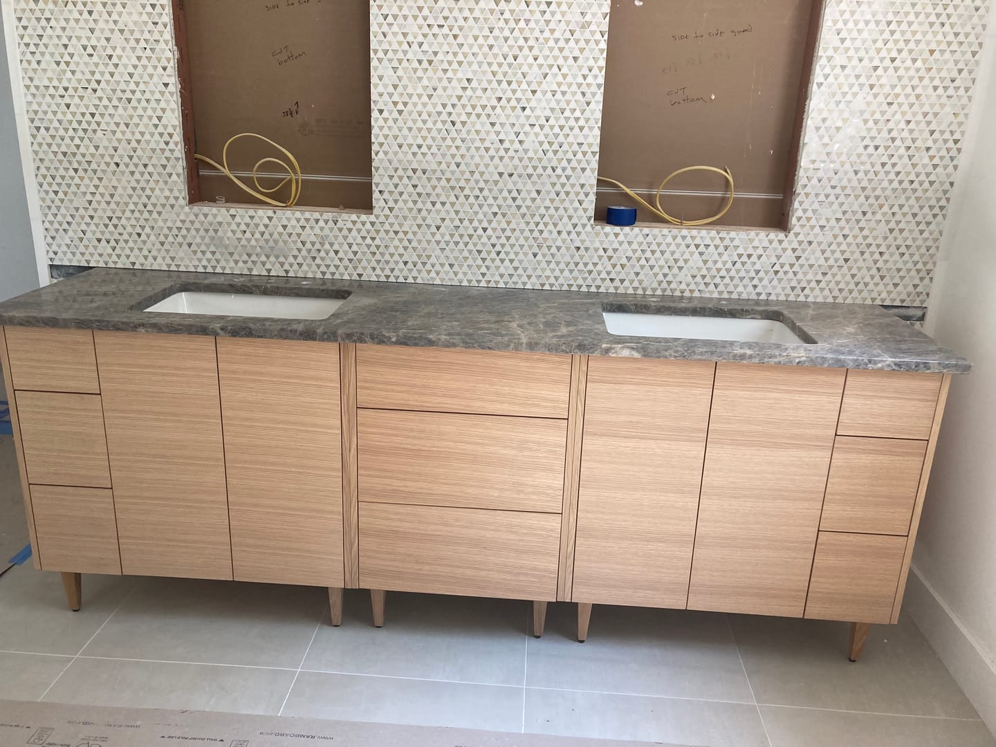 Customer photo review of Ashbury 24" Natural White Oak Bathroom Vanity - All Drawers