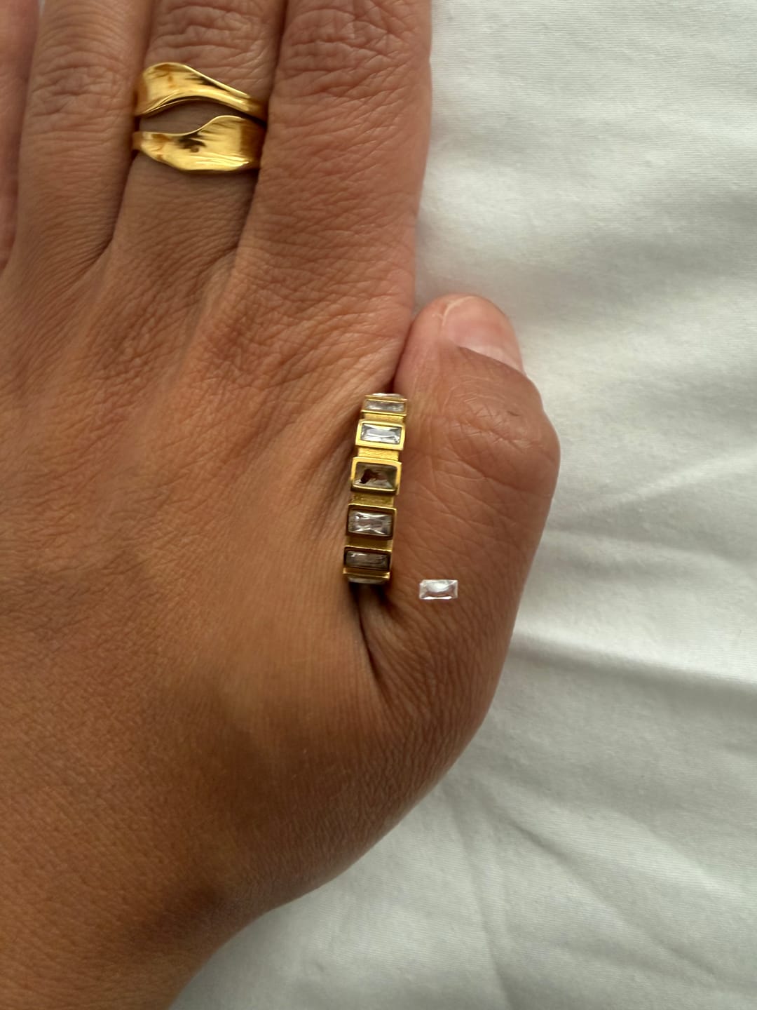 Customer photo review of Gigi Square Crystal Ring