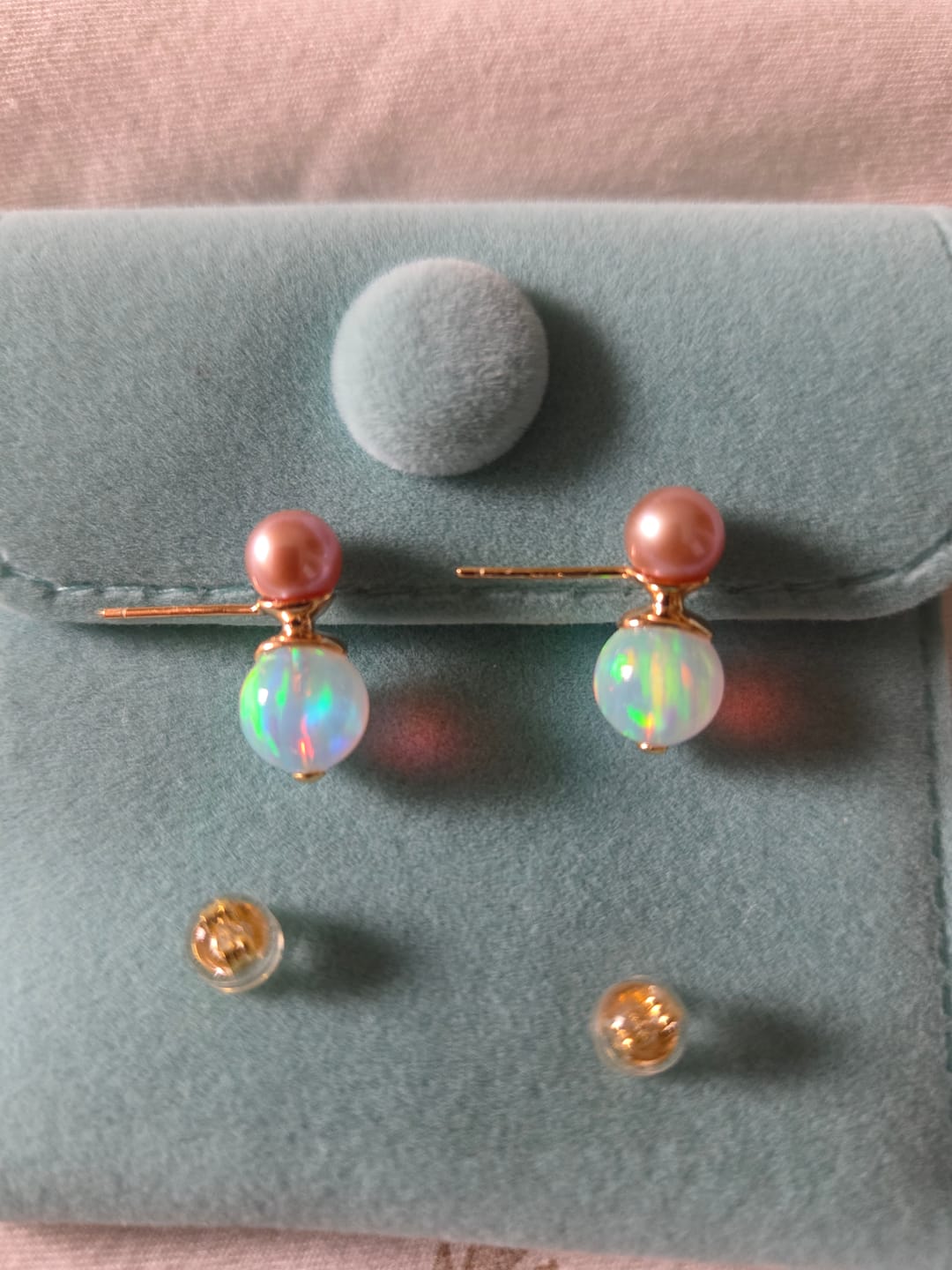 Customer photo review of BELINDA - Opal & Pearl Stud Earrings