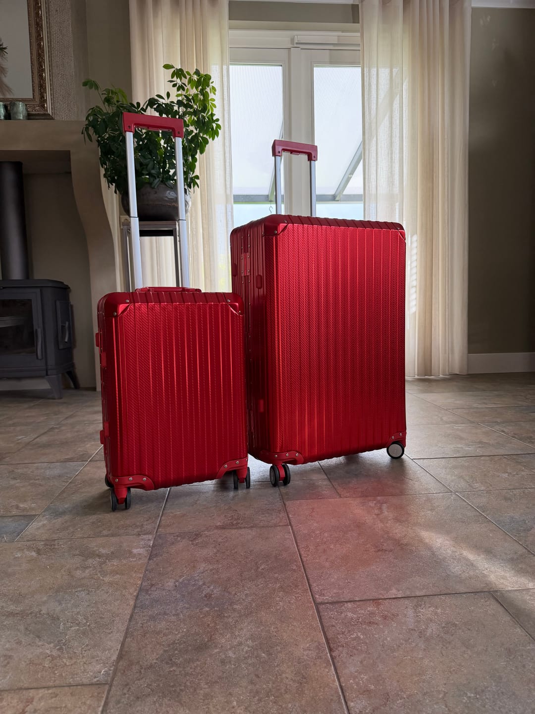 Customer photo review of TREVA Aluminum Suitcase Red