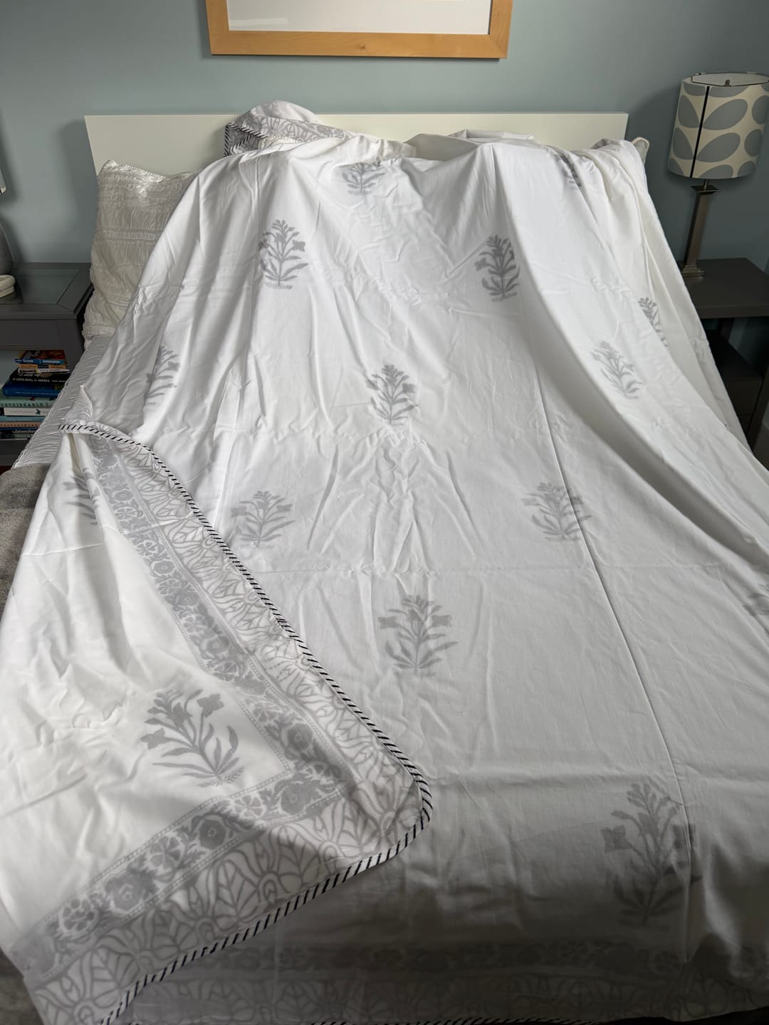 Customer photo review of Umber Organic Muslin Blanket — Hand Block Printed
