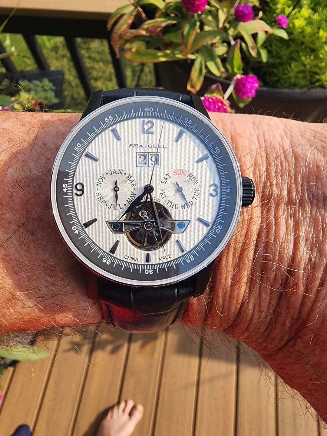 Customer photo review of Full Calendar Date Day Display Open Heart Dress Watch 43mm
