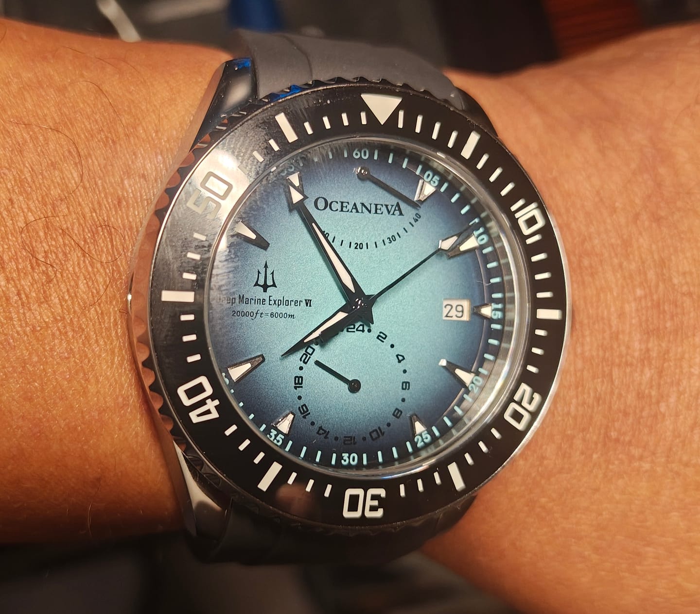 Customer photo review of Oceaneva Power Reserve 6000m Automatic Grade 5 Titanium Watch Mint