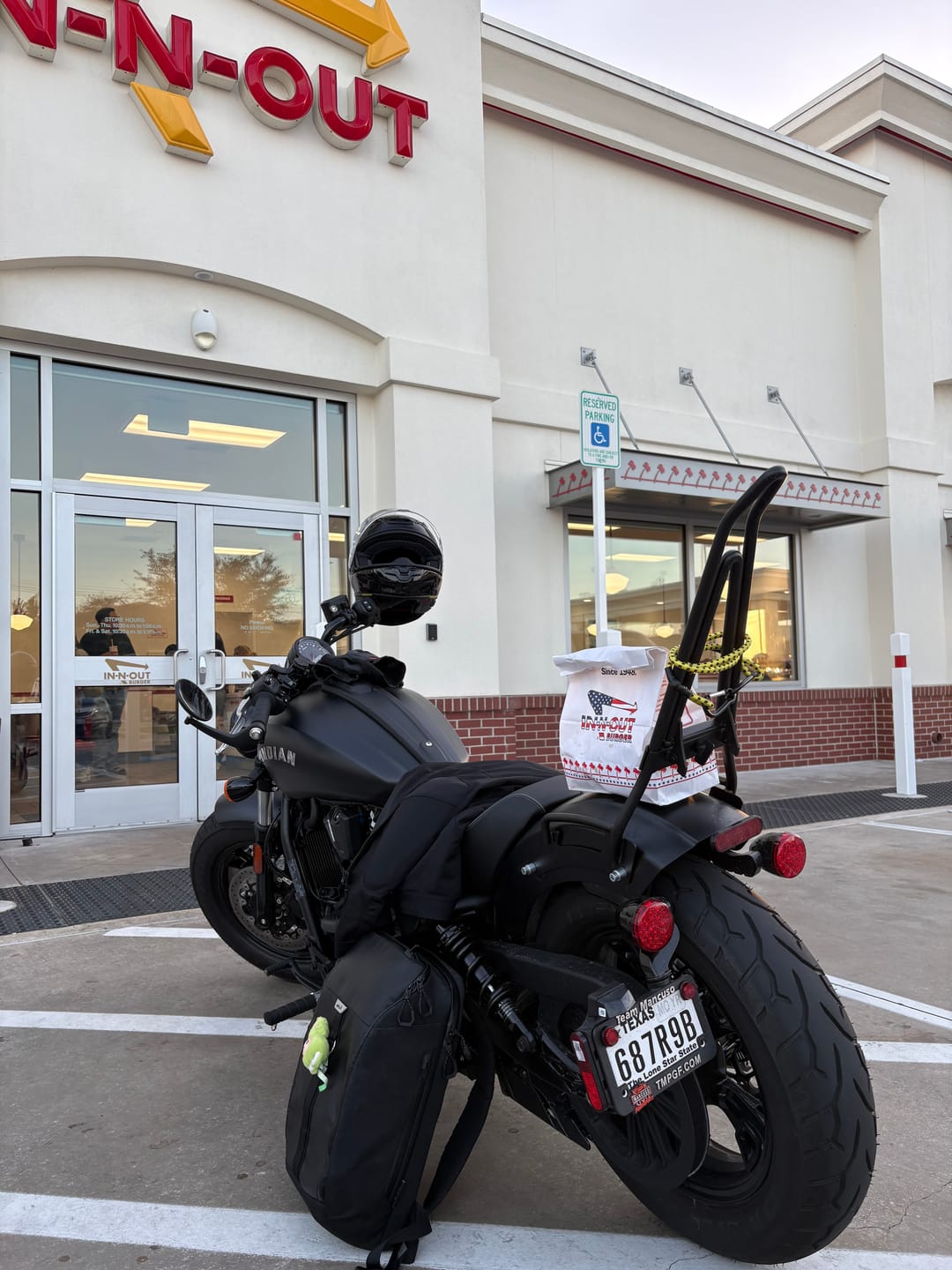 Customer photo review of Iron Born Blade 25" Sissy Bar with Foldable Luggage Rack for 2025+ Indian Scout Sixty Bobber Matte Black