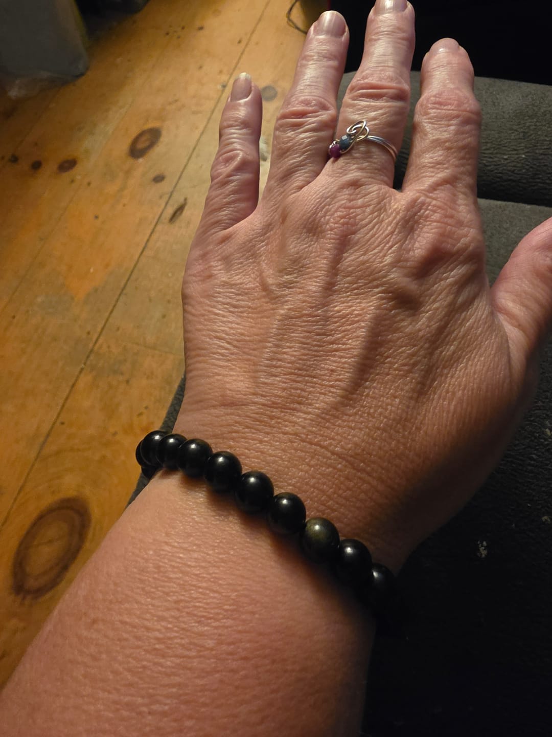 Customer photo review of Gold Sheen Obsidian Crystal Bracelet