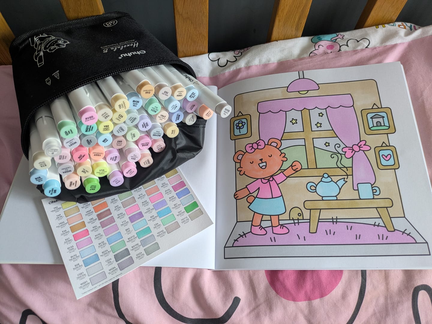 Customer photo review of Ohuhu Honolulu New 48 Pastel Colors Dual Tips Alcohol Art Markers - Blossoming (New Color Codes)
