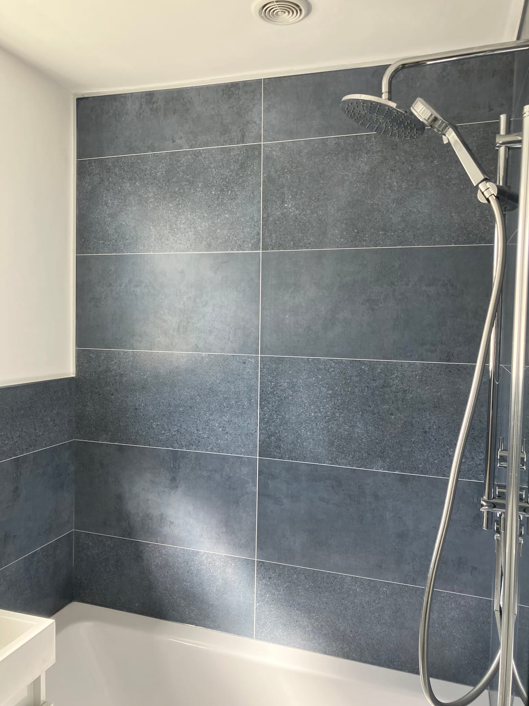 Customer photo review of 10mm Roman Blue Matt Shower Panel 1M x 2.4M