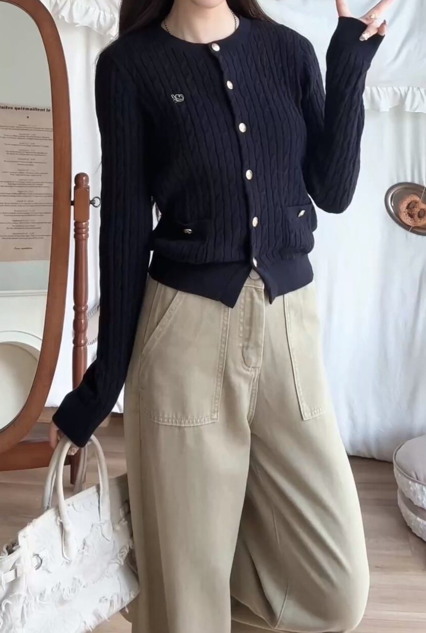 Customer photo review of LILY Bouclé Knit Cardigan