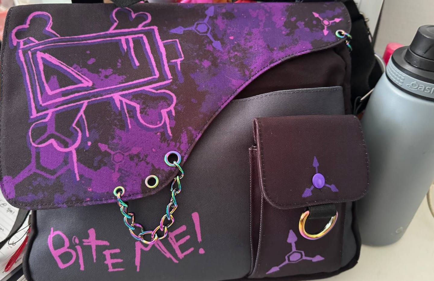 Customer photo review of Murder Drones Laptop Bag