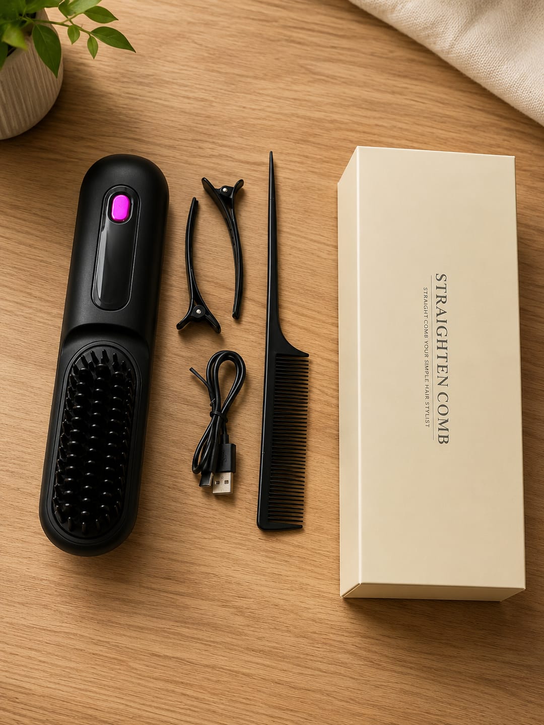 Customer photo review of Brosse Lissante Chauffante Portable