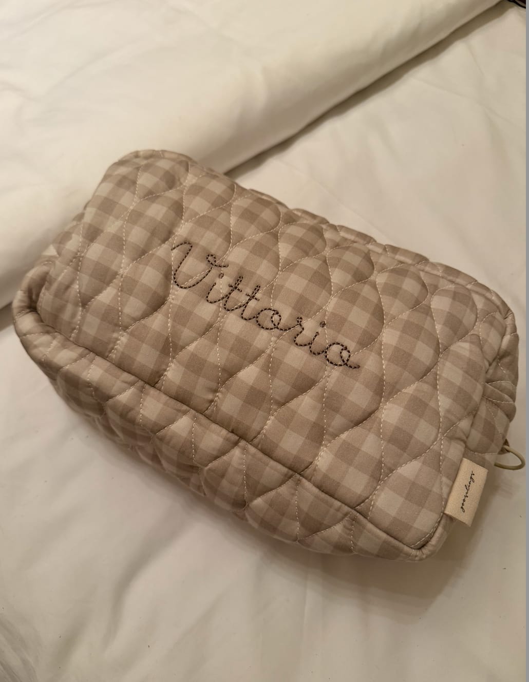 Customer photo review of Toiletry Pouch - Beige Gingham
