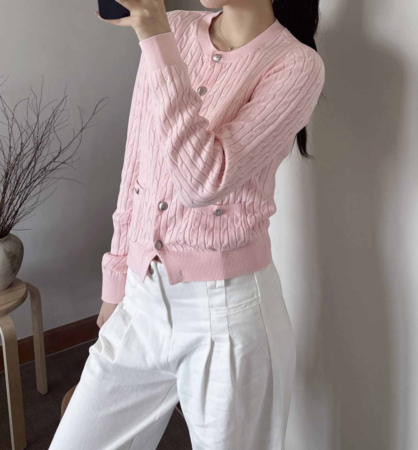 Customer photo review of LILY Bouclé Knit Cardigan