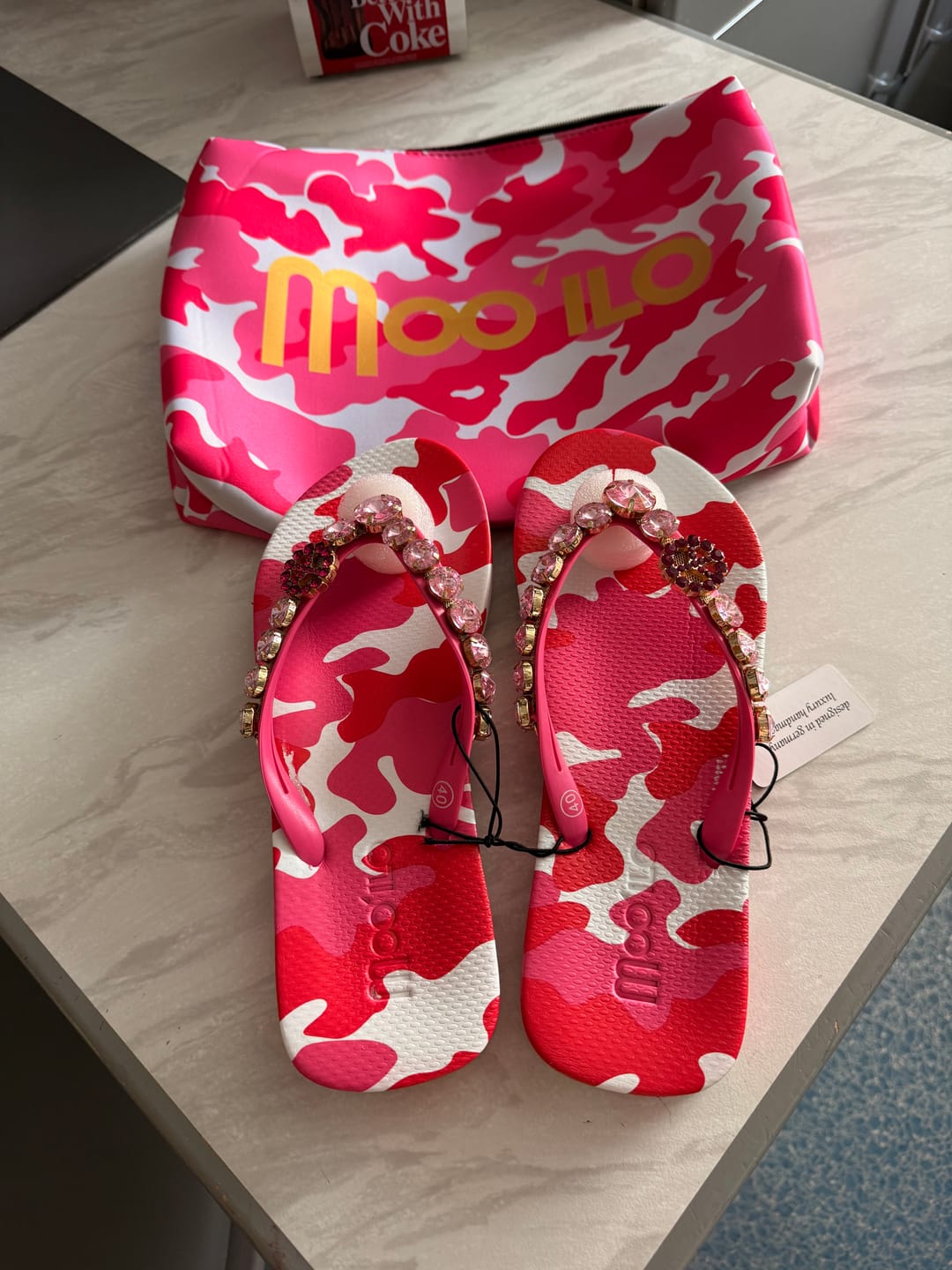 Customer photo review of Flip-Flop / Camouflage Pink - PEACE / B Ware / Fehlproduktion / Sonderpreis / ohne Tasche