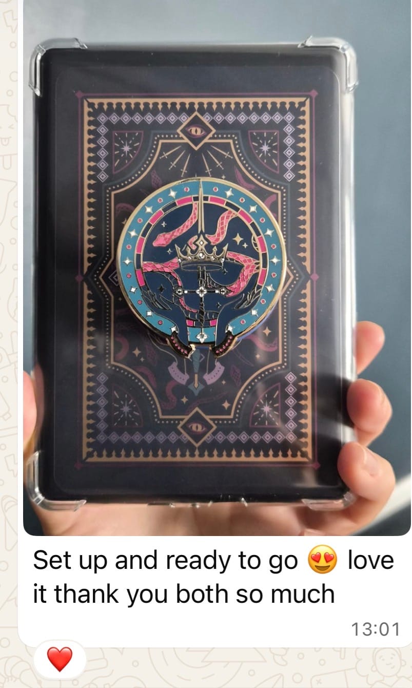 Customer photo review of Serpents & Swords eReader Sleeve - Blue