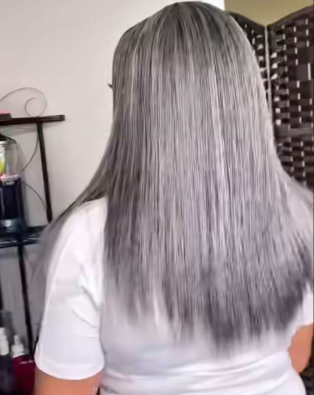 Customer photo review of Luvwin Salt & Pepper Gray Beginner Friendly Glueless Straight Wig 100% Human Hair