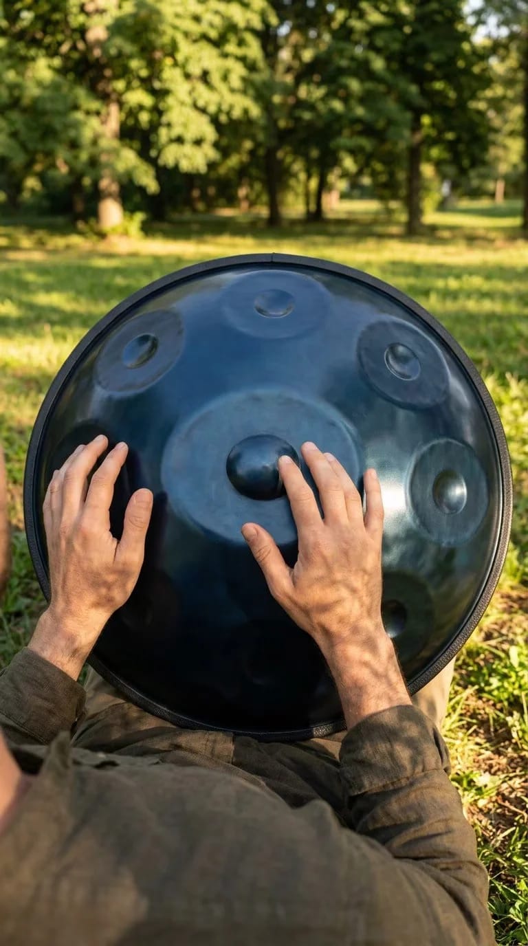 Customer photo review of Cosmos Handpan - Serene Blue 9 Notes in D Minor - Tambourine Gift Set