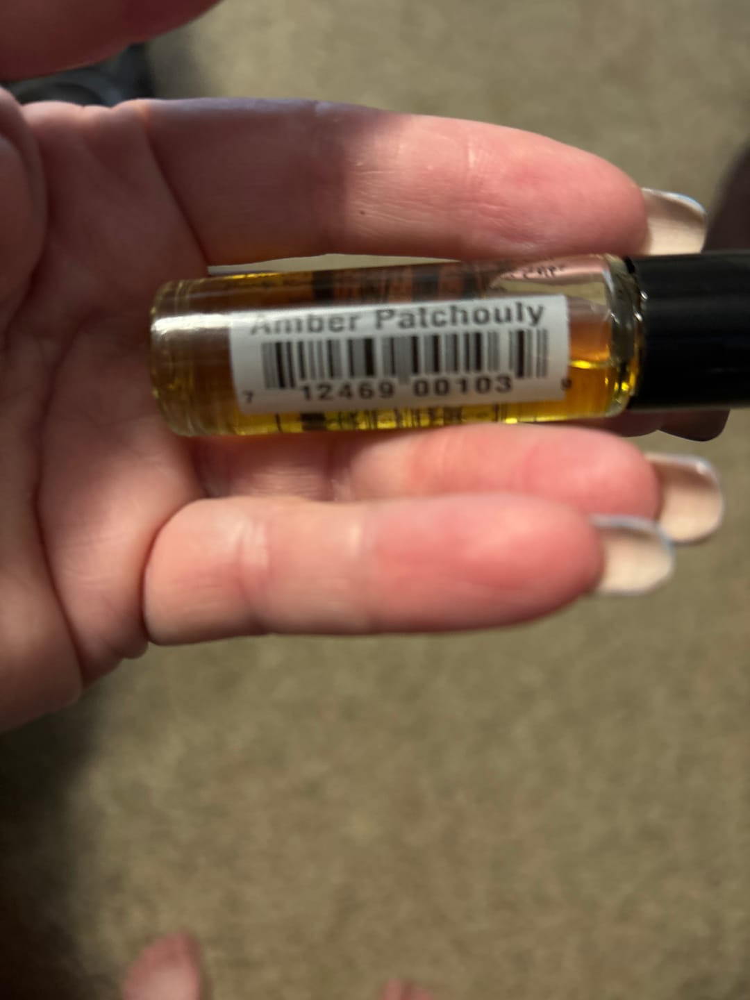 Customer photo review of Amber Patchouli Roll-On Perfume Oil – Earthy Amber & Patchouli