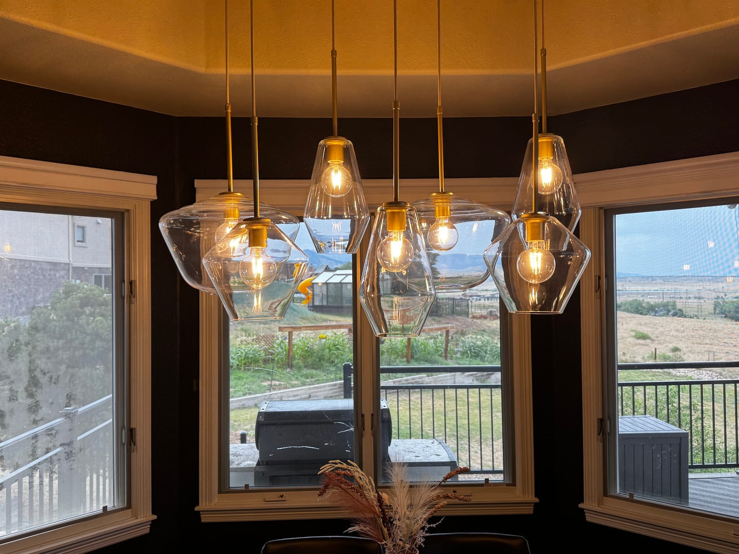 Customer photo review of Modern Glass 7 Light Geometric Pendant Chandelier